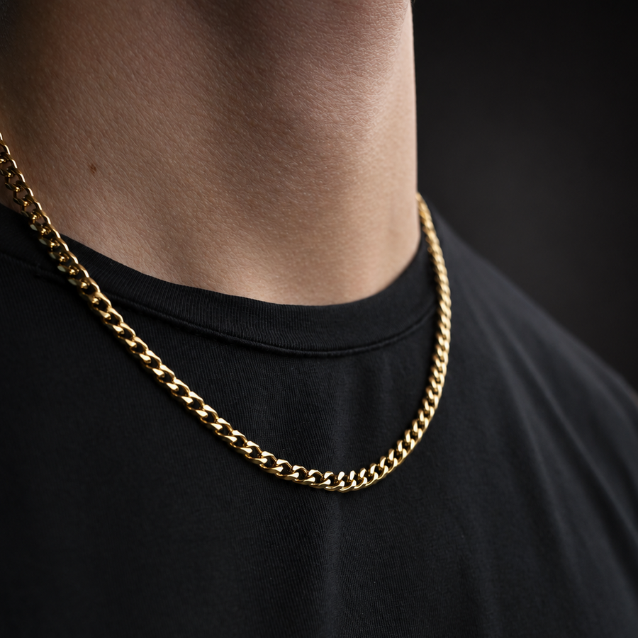 Gold-tone Cuban link chain necklace – ACSRY product photo