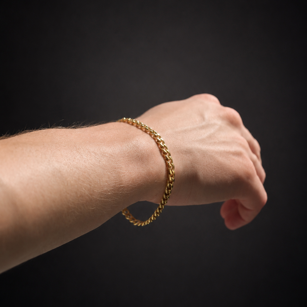 Gold-tone Cuban link chain bracelet – ACSRY product image 3