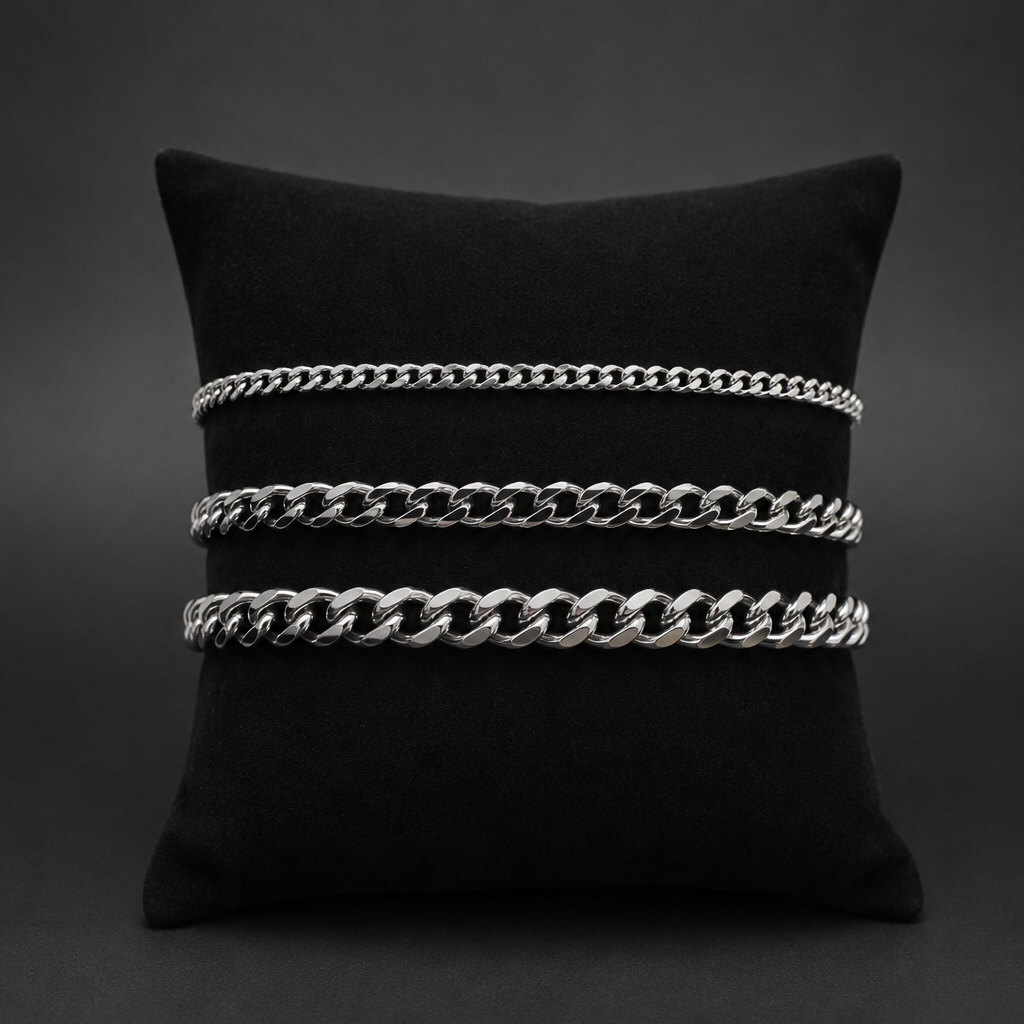 Silver-tone Cuban link chain bracelet – ACSRY product image 3
