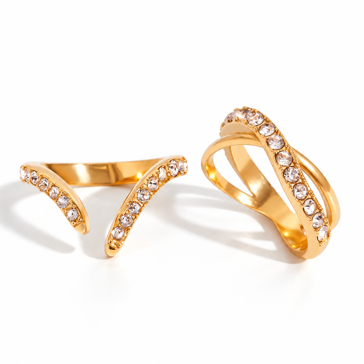 Gold-plated crystal-accented open ring – ACSRY product image 4