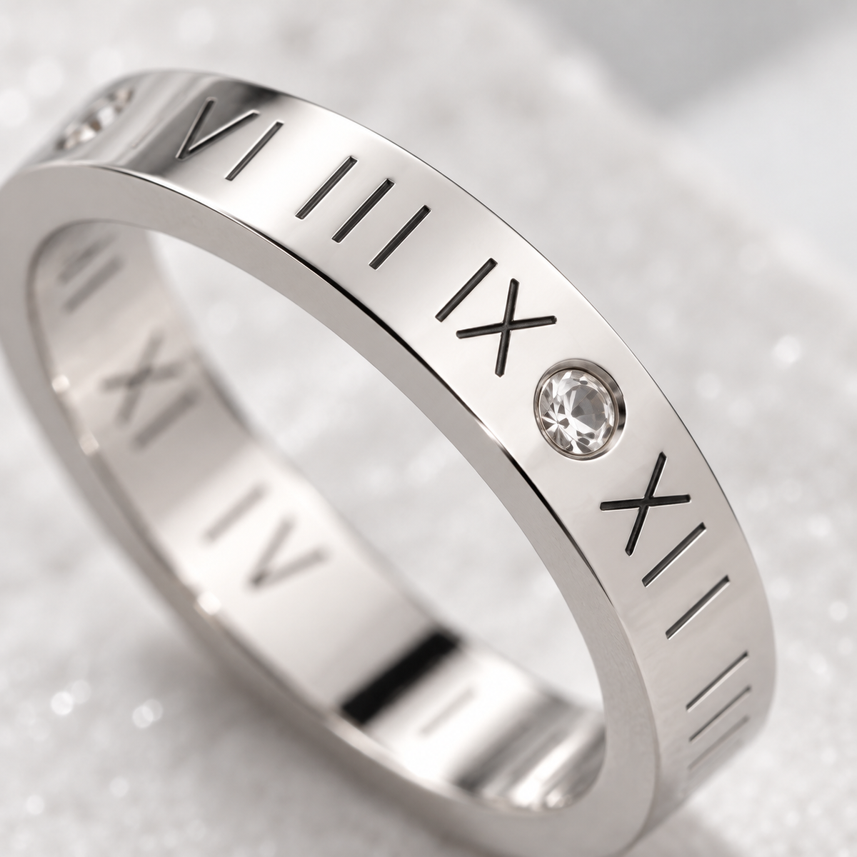 Engraved Roman numeral stainless steel ring – ACSRY product image 4