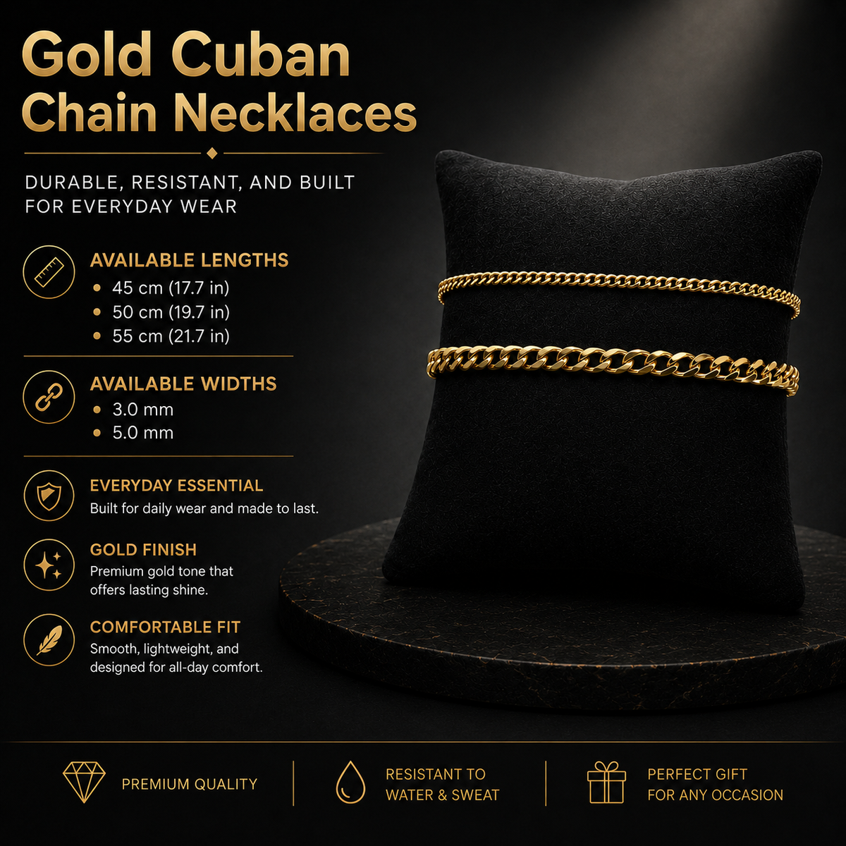 Gold-tone Cuban link chain necklace – ACSRY product image 5