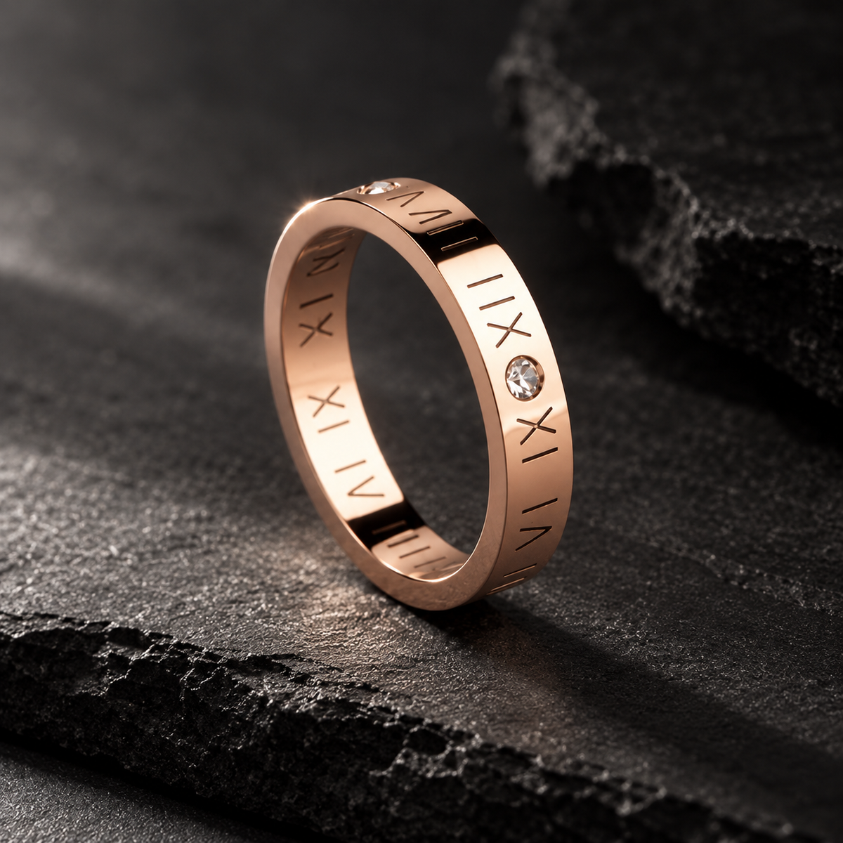 Engraved Roman numeral stainless steel ring – ACSRY product image 3