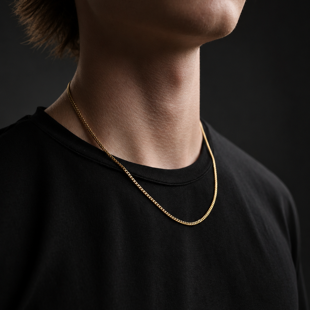 Gold-tone Cuban link chain necklace – ACSRY product image 2