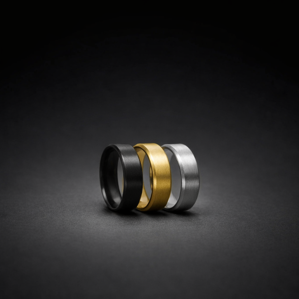 Stainless steel band ring in gold, silver or black finish – ACSRY product image 12