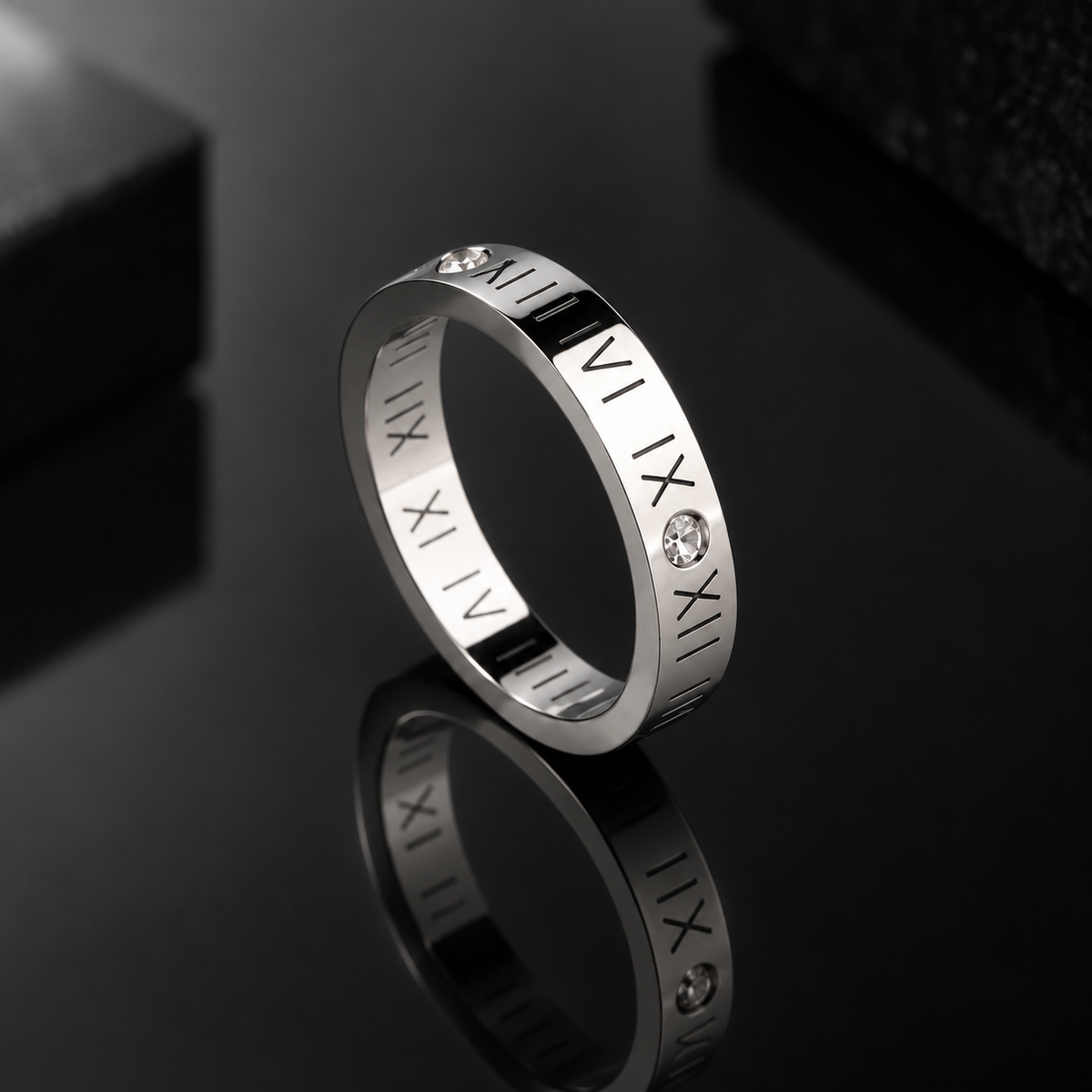 Engraved Roman numeral stainless steel ring – ACSRY product image 2