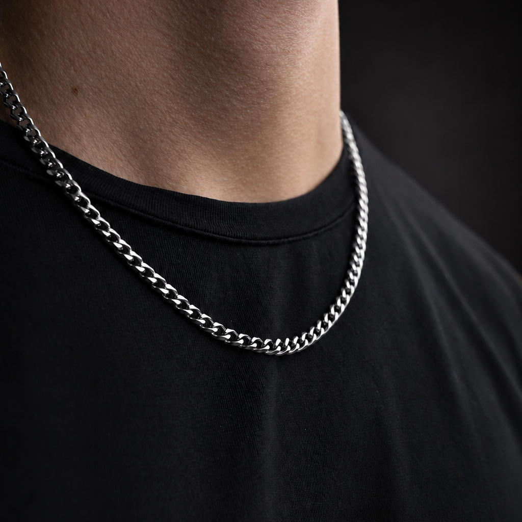 Silver-tone ring, Cuban necklace and tennis bracelet jewelry set – ACSRY product image 4