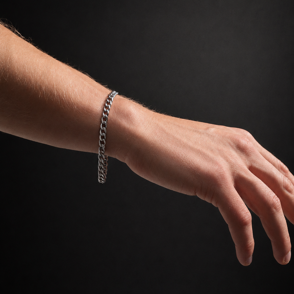 Silver-tone Cuban link chain bracelet – ACSRY product image 2