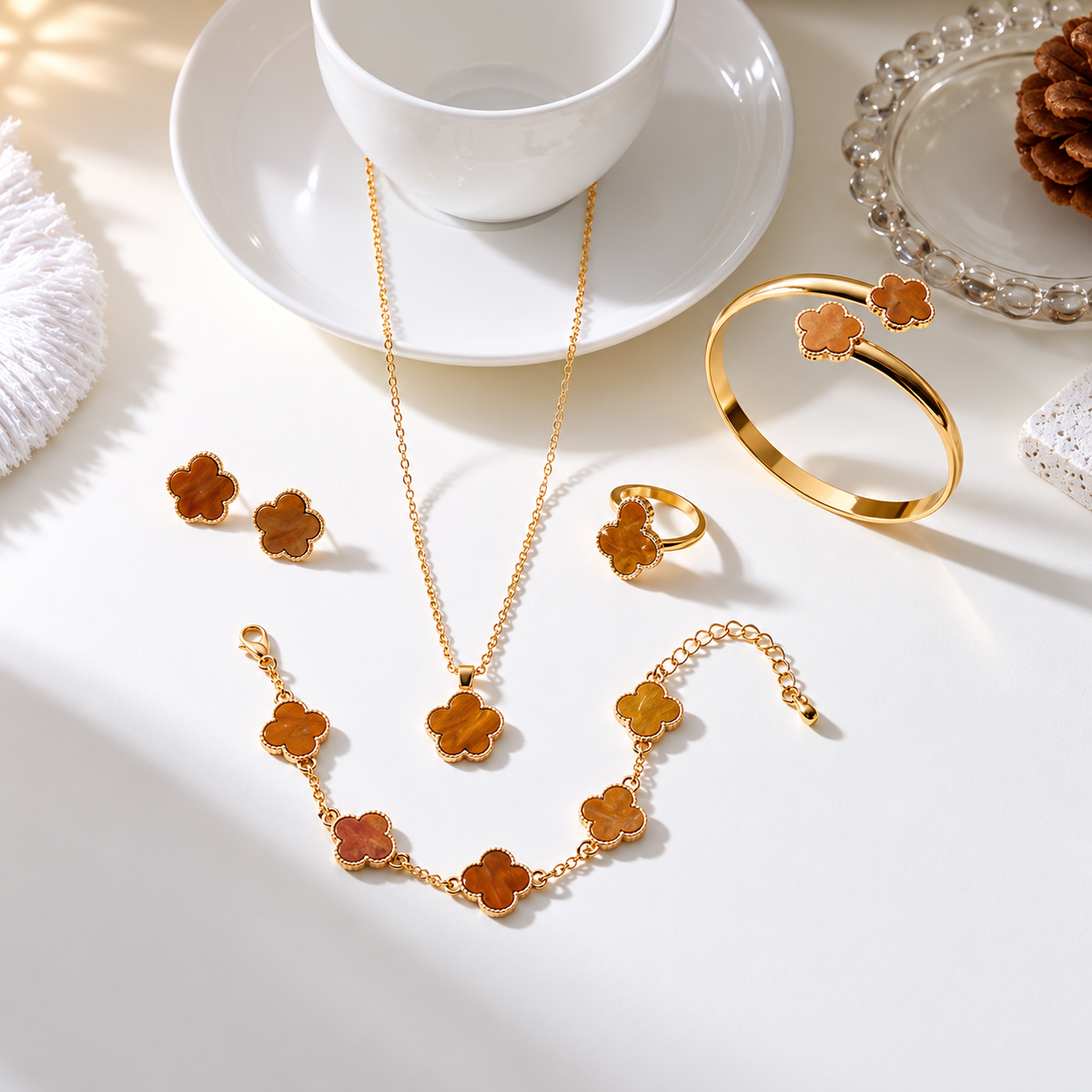 Coordinated clover-inspired jewelry set – ACSRY product image 7