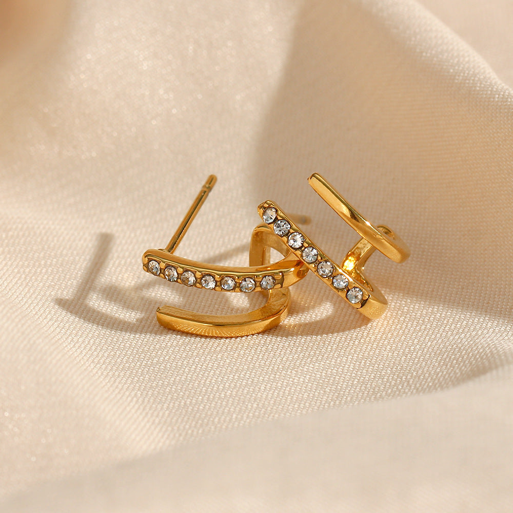 18K gold-plated crystal-accented earrings – ACSRY product image 2