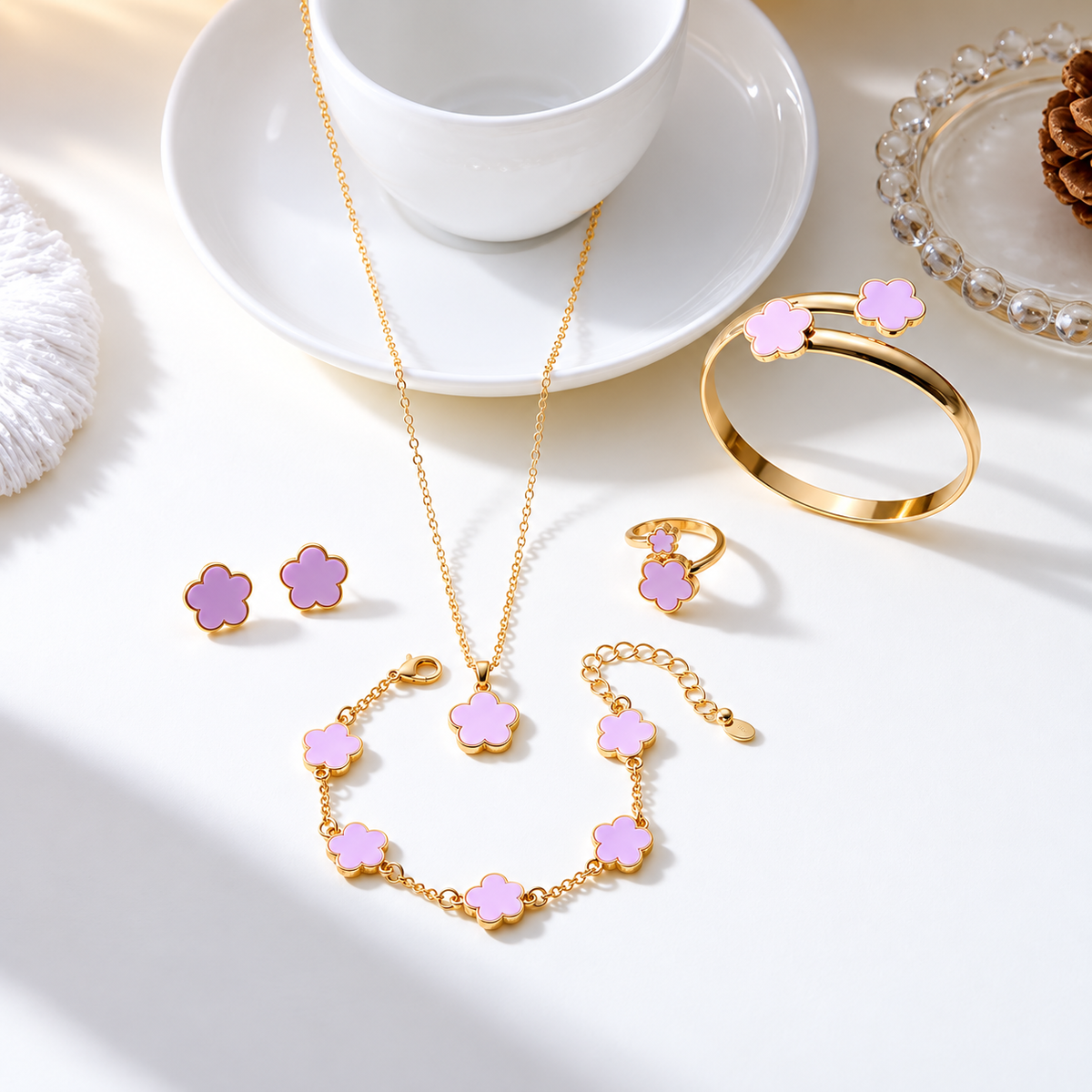 Coordinated clover-inspired jewelry set – ACSRY product image 6