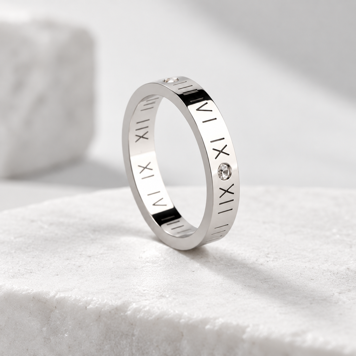 Engraved Roman numeral stainless steel ring – ACSRY product image 7