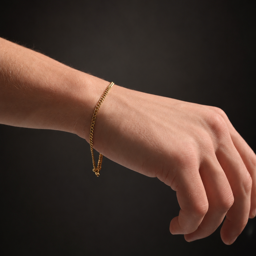 Gold-tone Cuban link chain bracelet – ACSRY product image 2