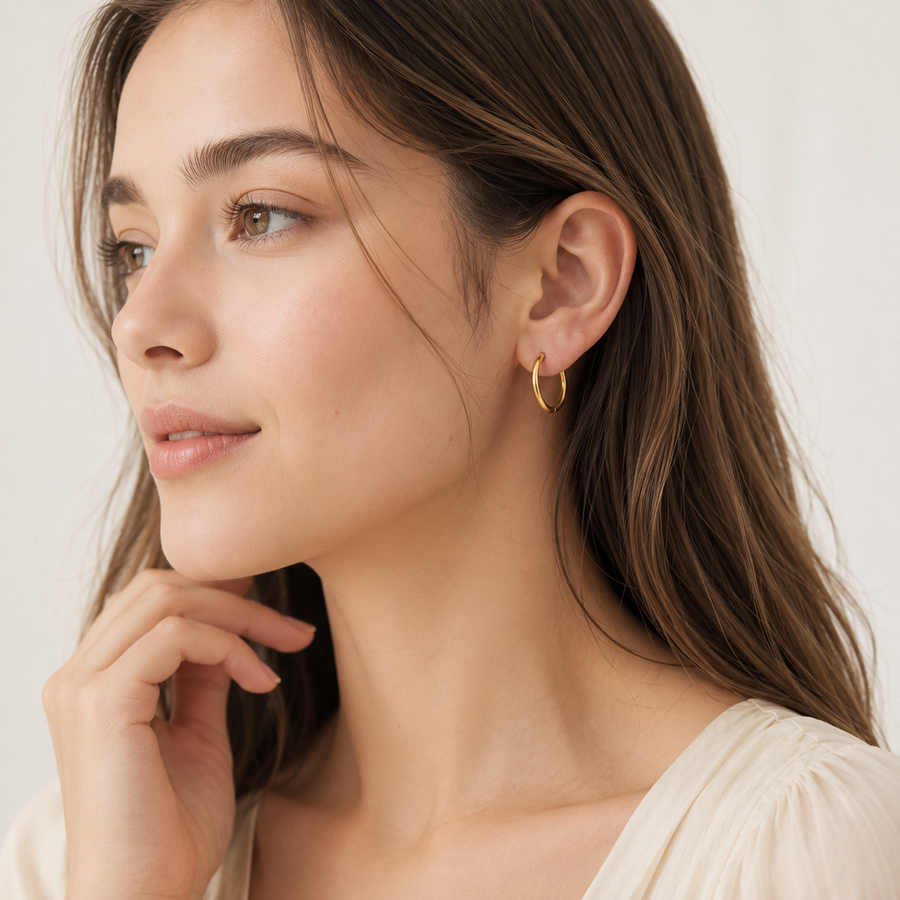 Gold-plated stainless steel hoop earrings – ACSRY product photo
