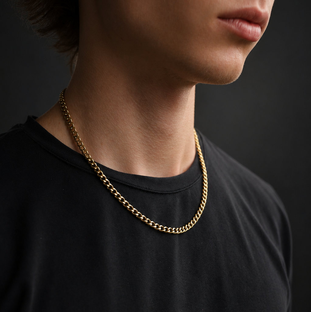 Gold-tone Cuban link chain necklace – ACSRY product image 3