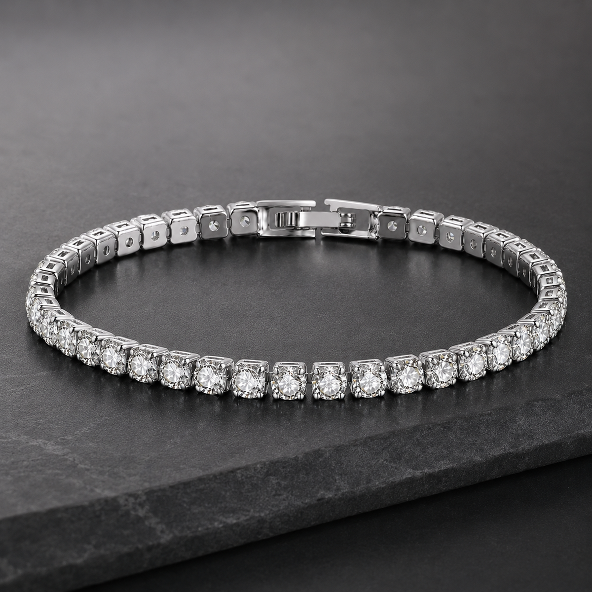 Silver-tone ring, Cuban necklace and tennis bracelet jewelry set – ACSRY product image 3