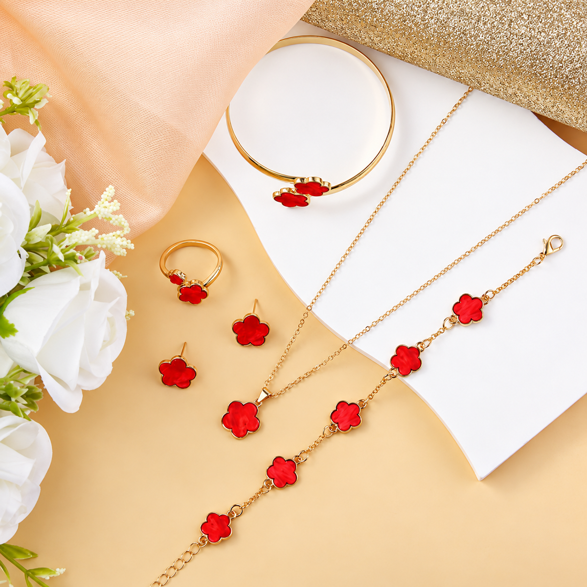 Coordinated clover-inspired jewelry set – ACSRY product image 5